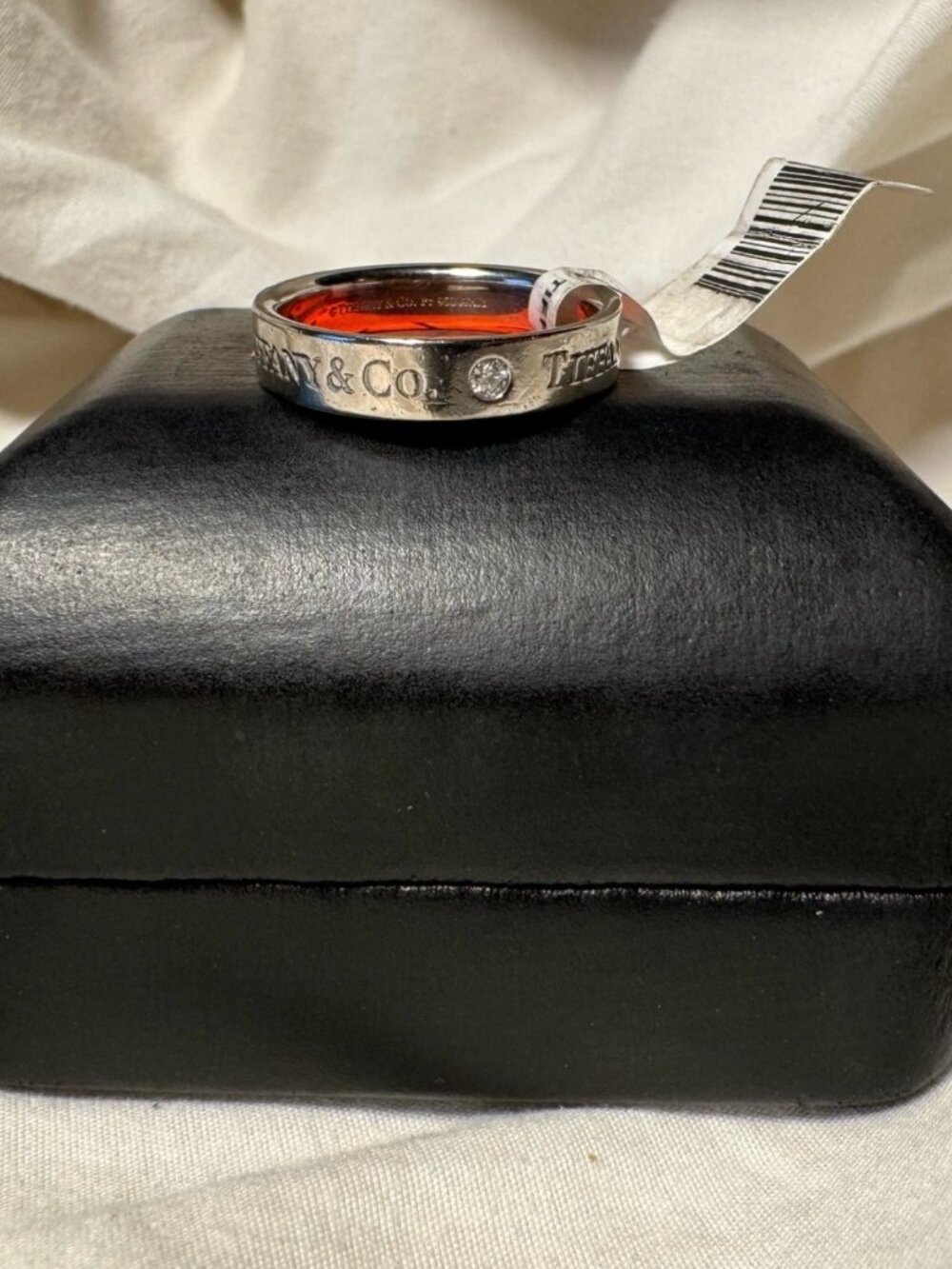 Tiffany & Co. 950 Platinum 3 Diamond Wedding Band  Ring - Size 7.5